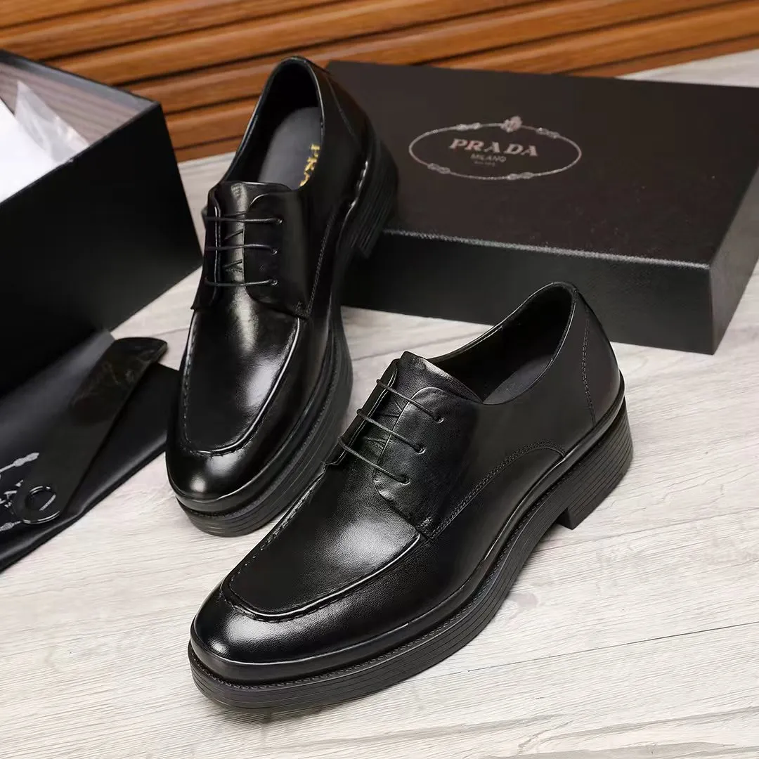 Men's shoes 💰540 💰💰🎩🎩【Prada】Counter 1:1⬆️original reproduction, absolute quality🆗original outsole, high-quality imported rubber, wear-resistant and non-slip, never degummed, upper material: imported first-layer cowhide➕anti-slip foam outsole, official website material, inner material: water-dyed 🐂leather lining, optional! Code number 38-45